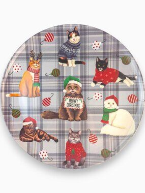 Nantucket Distributing Meowy Christmas Cat Plate 11in EUC